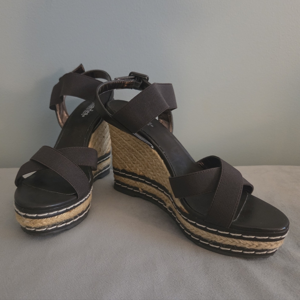 Charles by Charles David Brown Espadrille Wedge Sandals